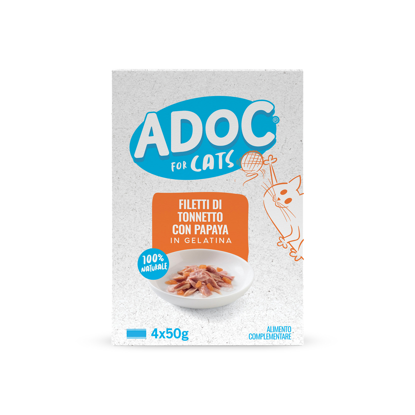 Confezione ADOC Multipack filetti di tonnetto con papaya 4 x 50 g per gatti