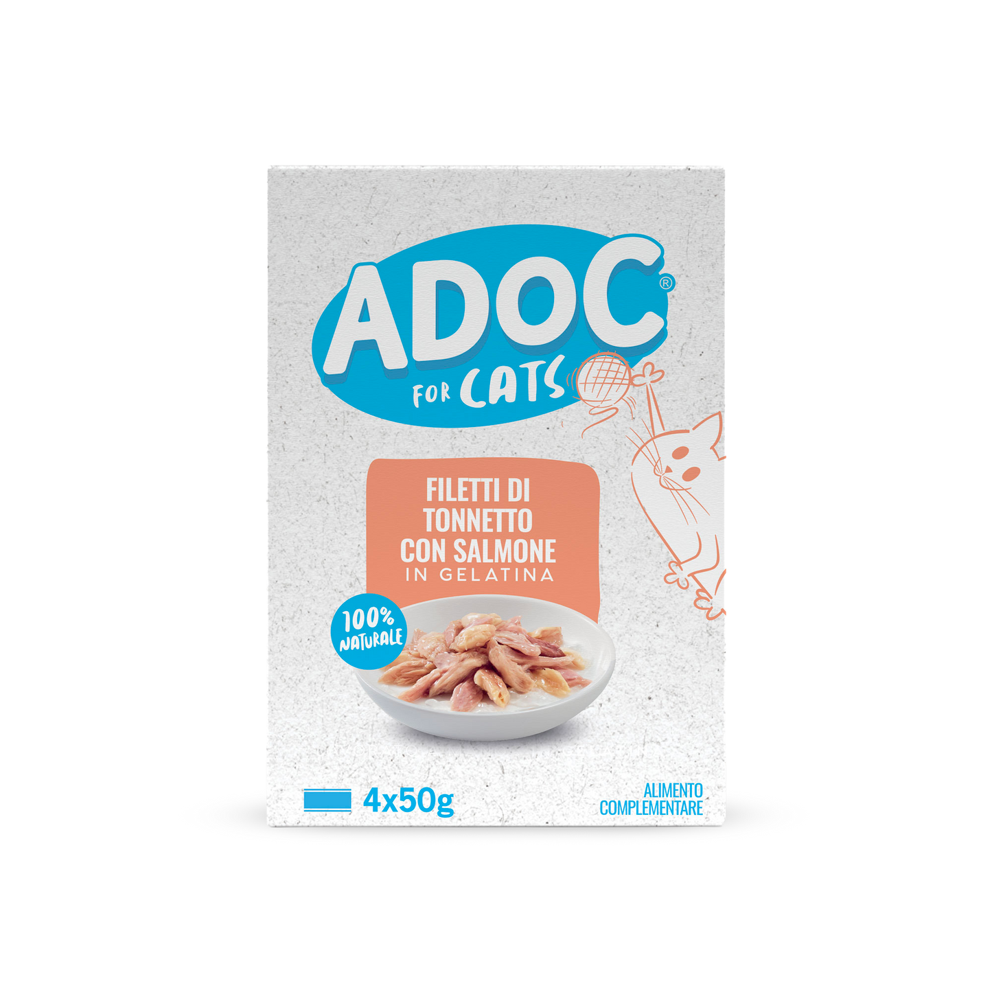 Confezione ADOC Multipack filetti di tonnetto con salmone 4 x 50 g per gatti