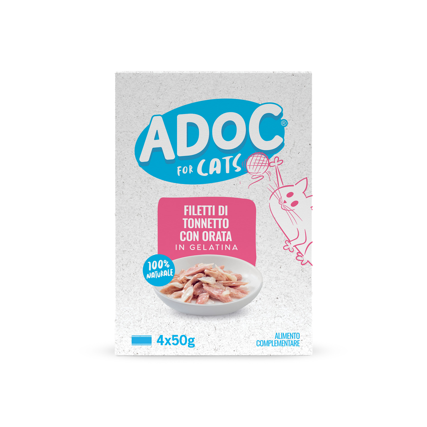 Confezione ADOC Multipack filetti di tonnetto con orata 4 x 50 g per gatti