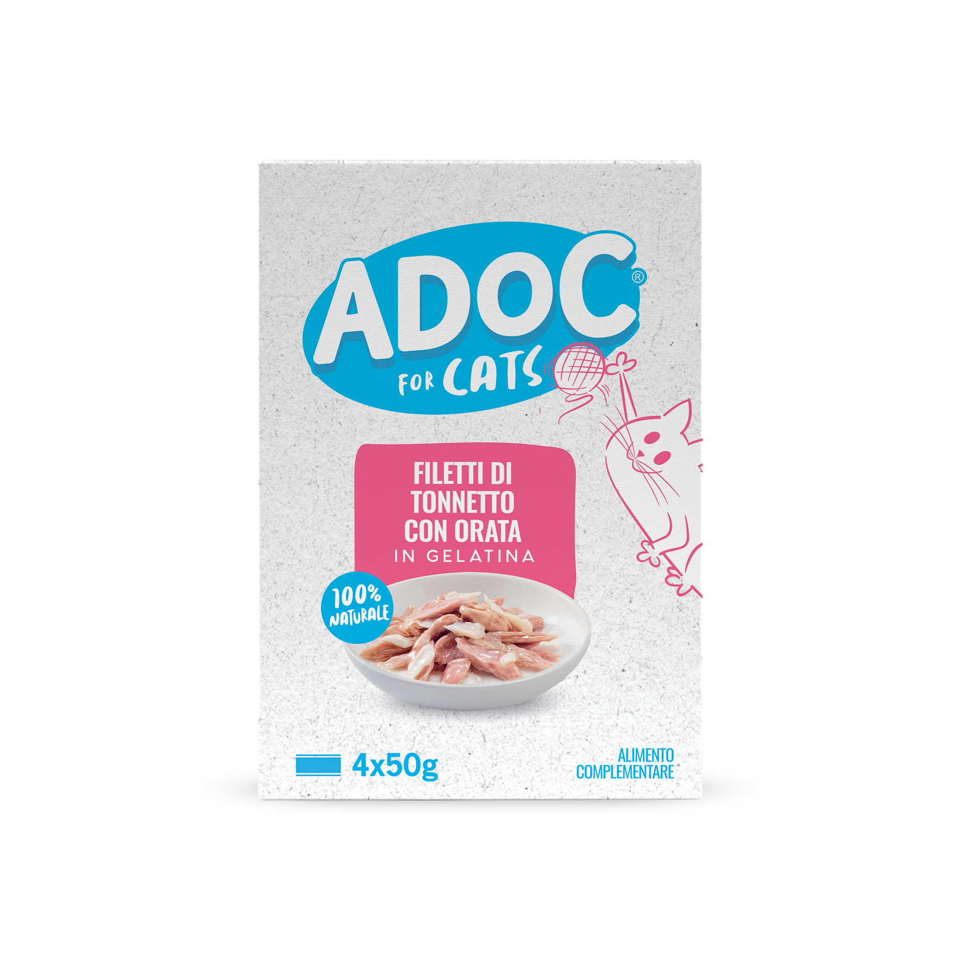 Confezione ADOC Multipack filetti di tonnetto con orata 4 x 50 g per gatti
