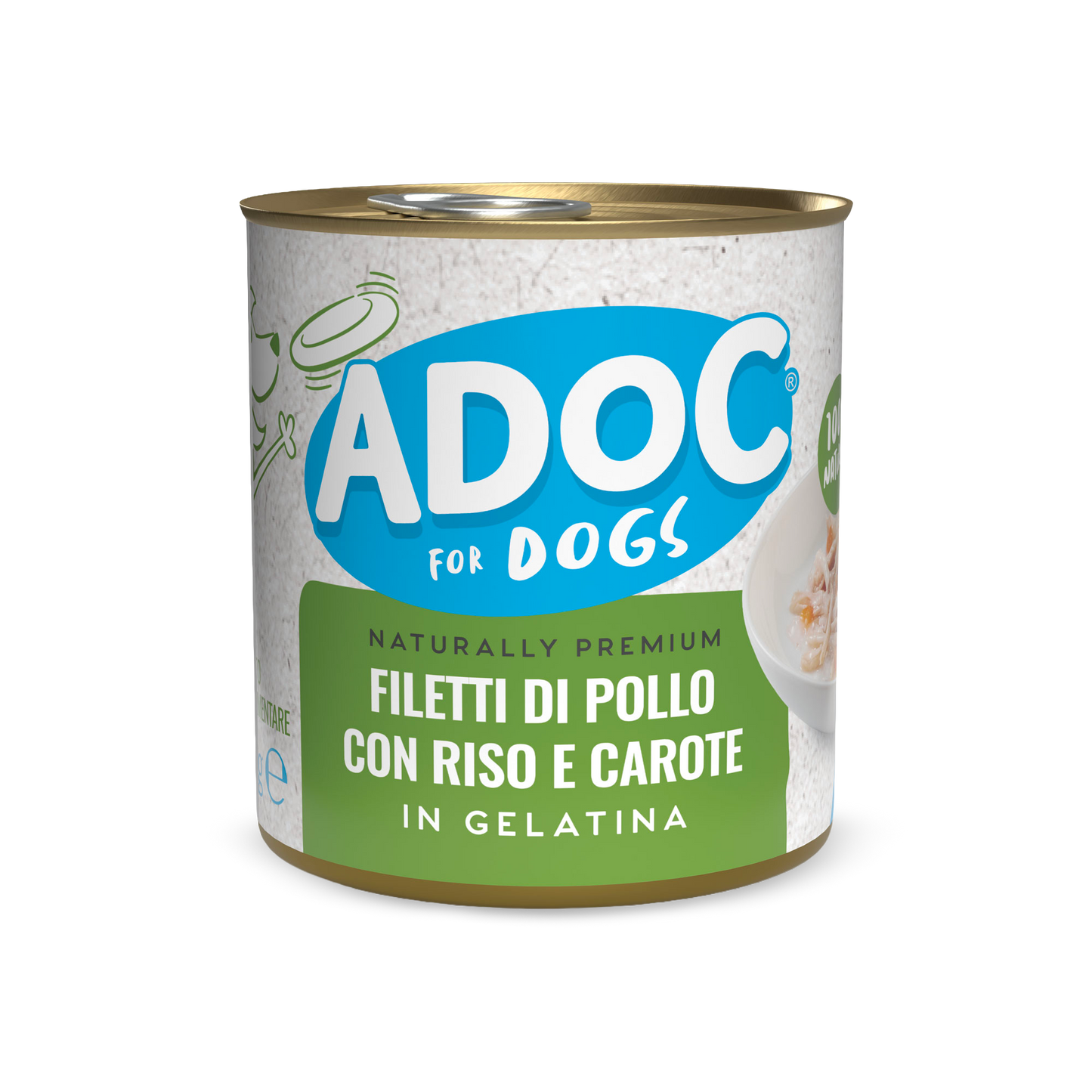 Confezione ADOC Filetti di pollo con riso e carote 285 g per cani