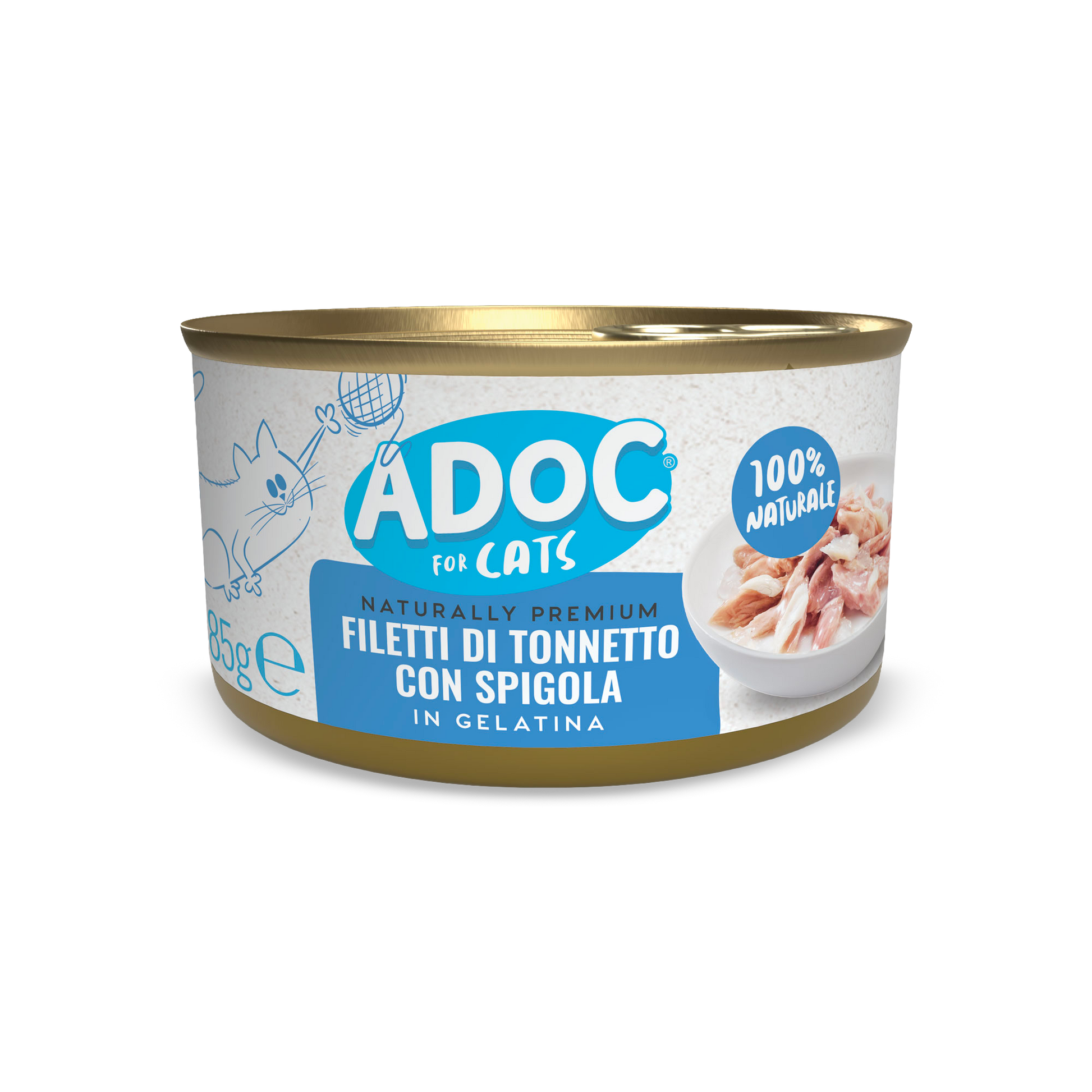 Confezione ADOC Filetti di tonnetto con spigola 85 g per gatti