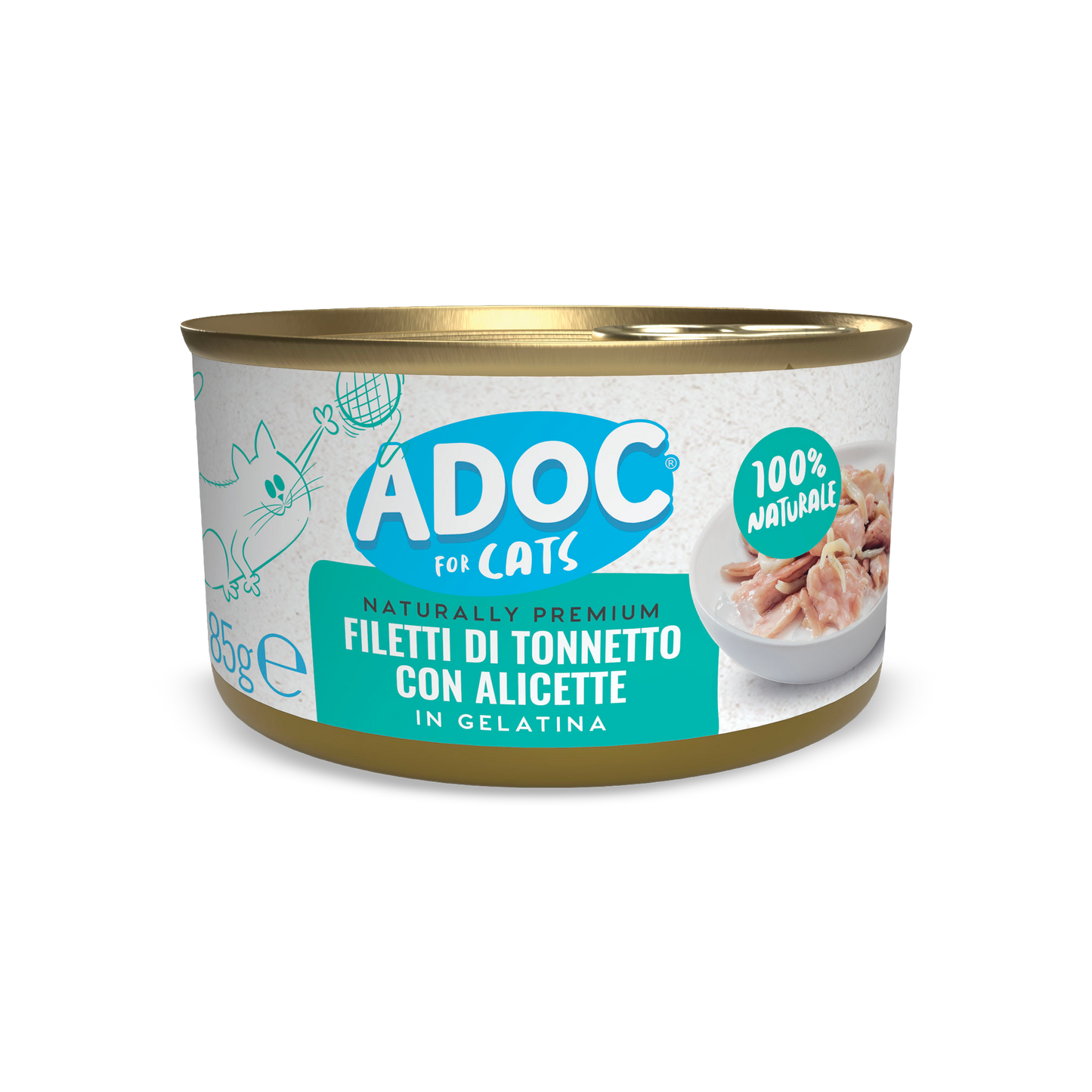 Confezione ADOC Filetti di tonnetto con alicette 85 g per gatti