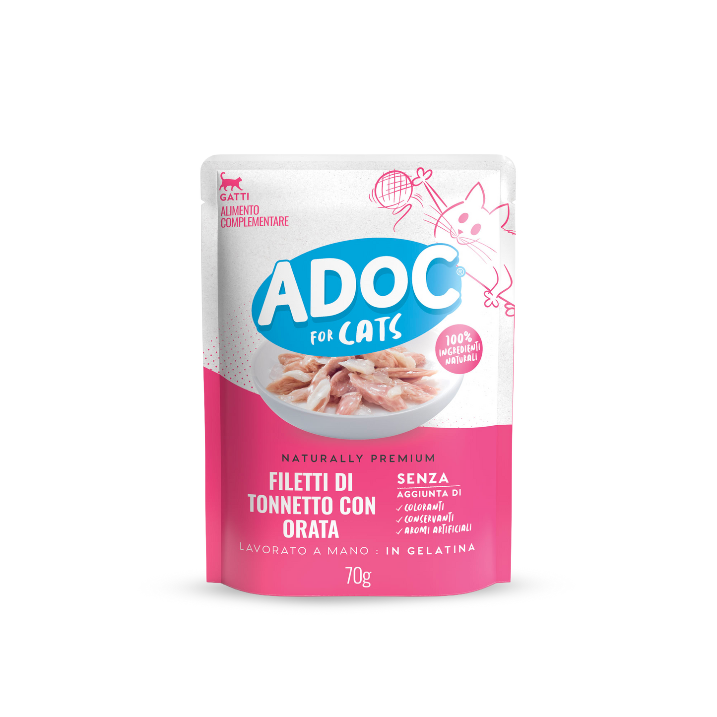 Confezione ADOC Filetti di tonnetto con orata 70 g per gatti