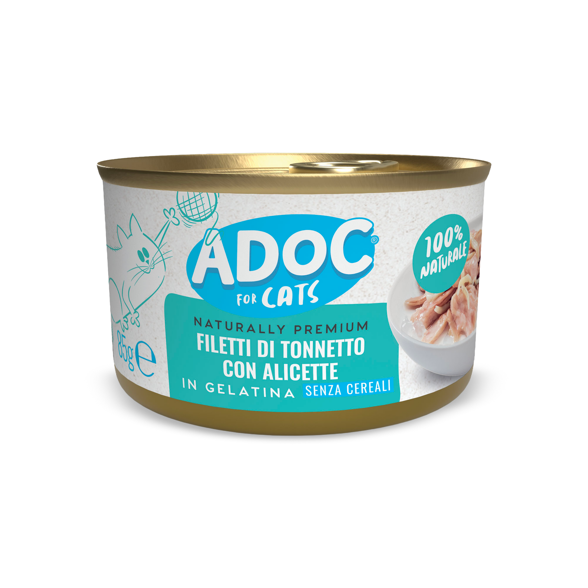 Confezione ADOC Filetti di tonnetto con alicette grain free 85 g per gatti