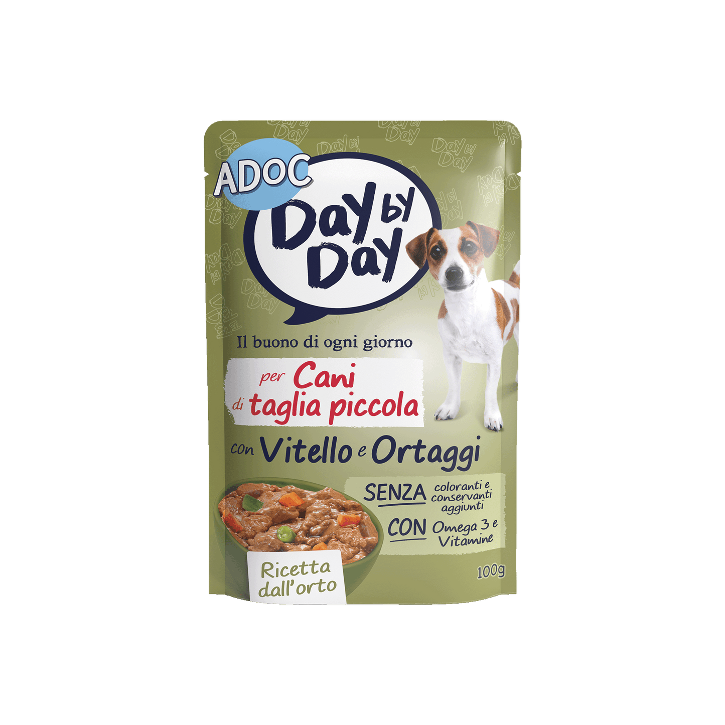 Confezione ADOC Bocconcini con vitello e ortaggi 100 g per cani