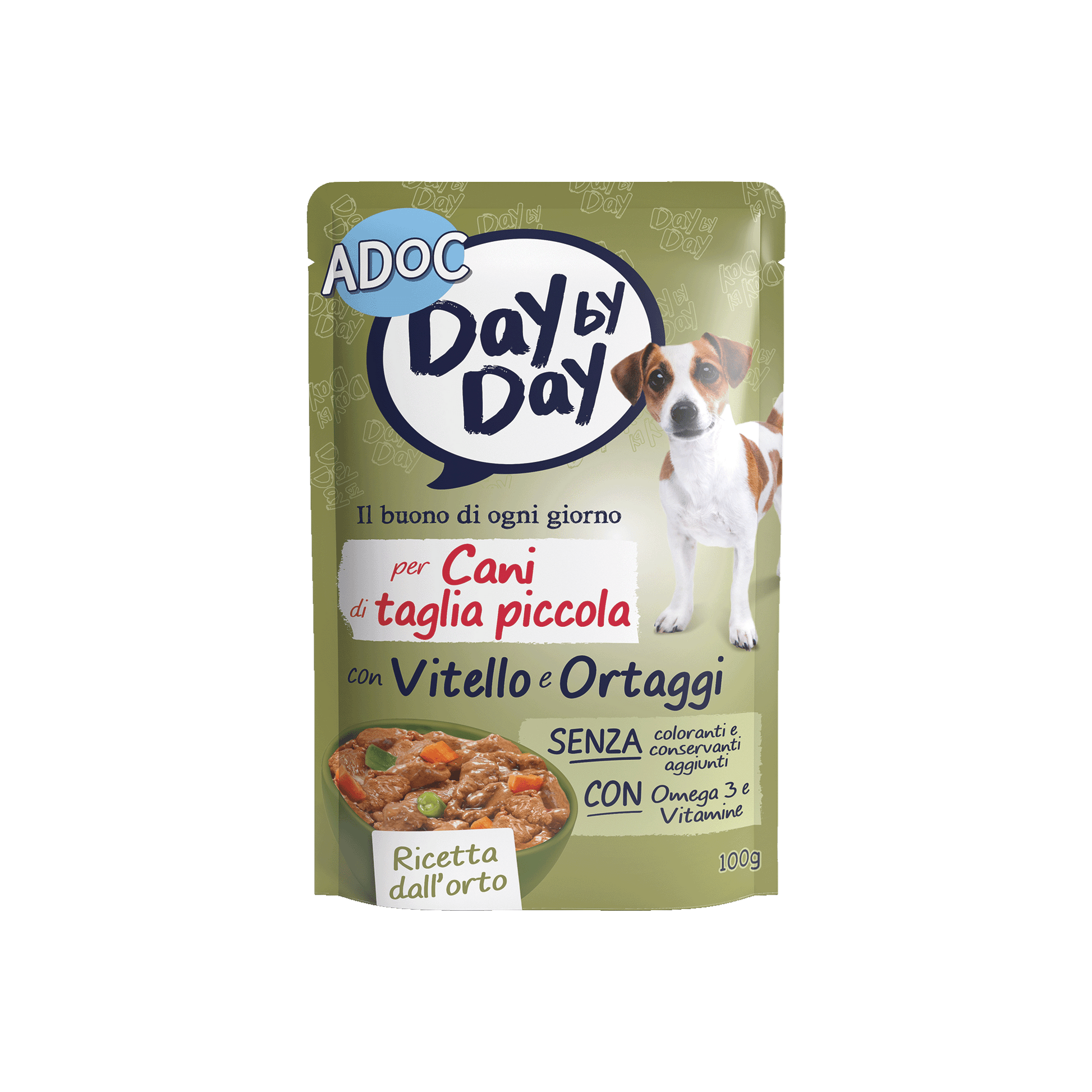 Confezione ADOC Bocconcini con vitello e ortaggi 100 g per cani