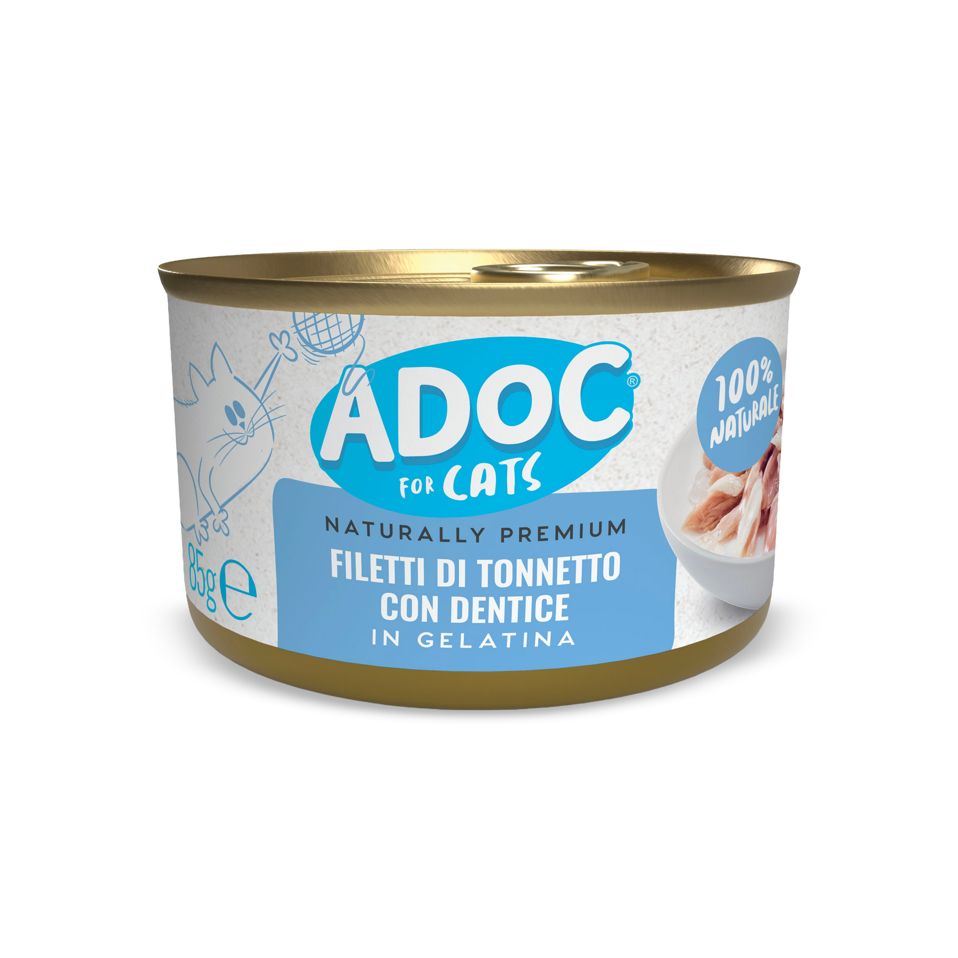 Confezione ADOC Filetti di tonnetto con dentice 85 g per gatti