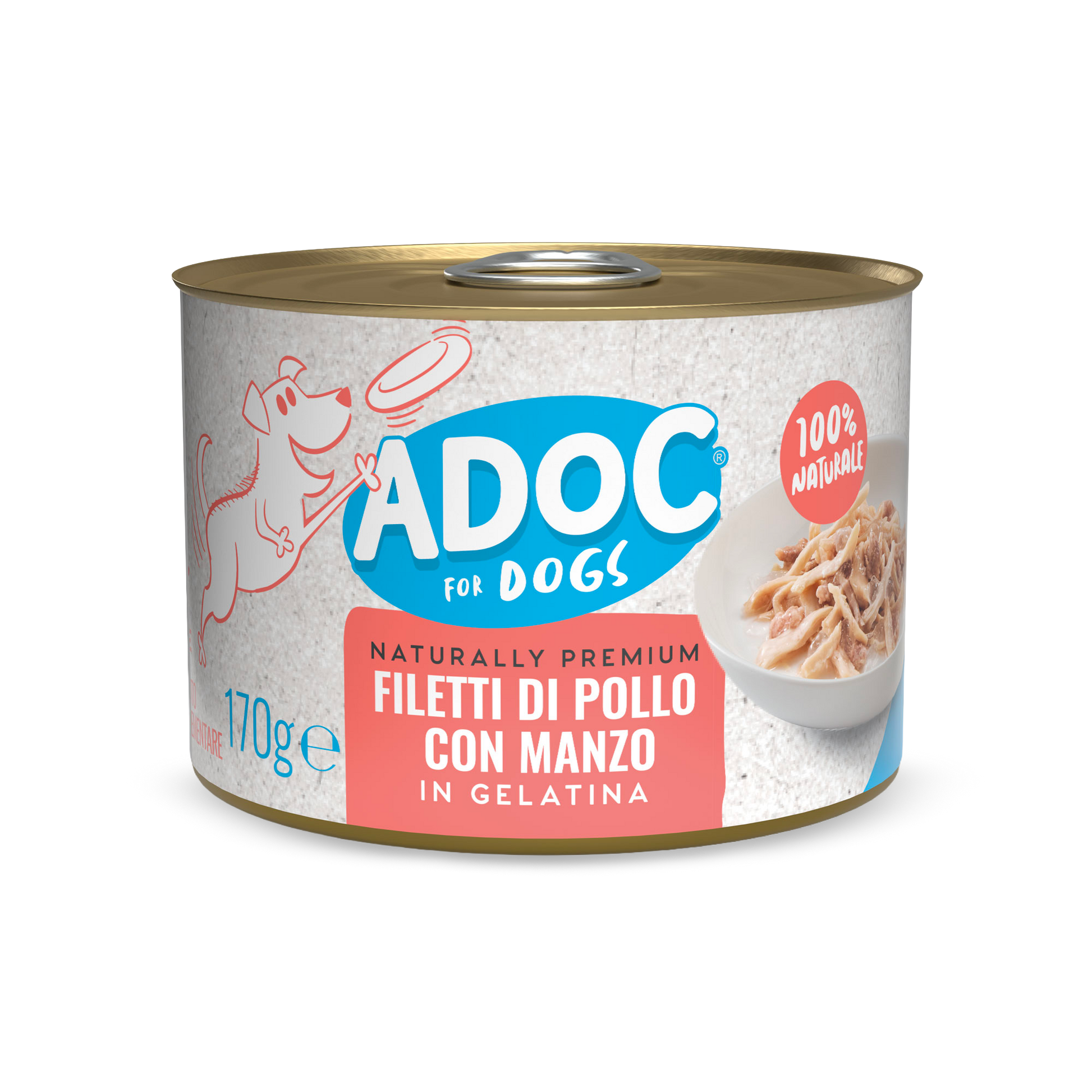 Confezione ADOC Filetti di pollo con manzo 170 g per cani
