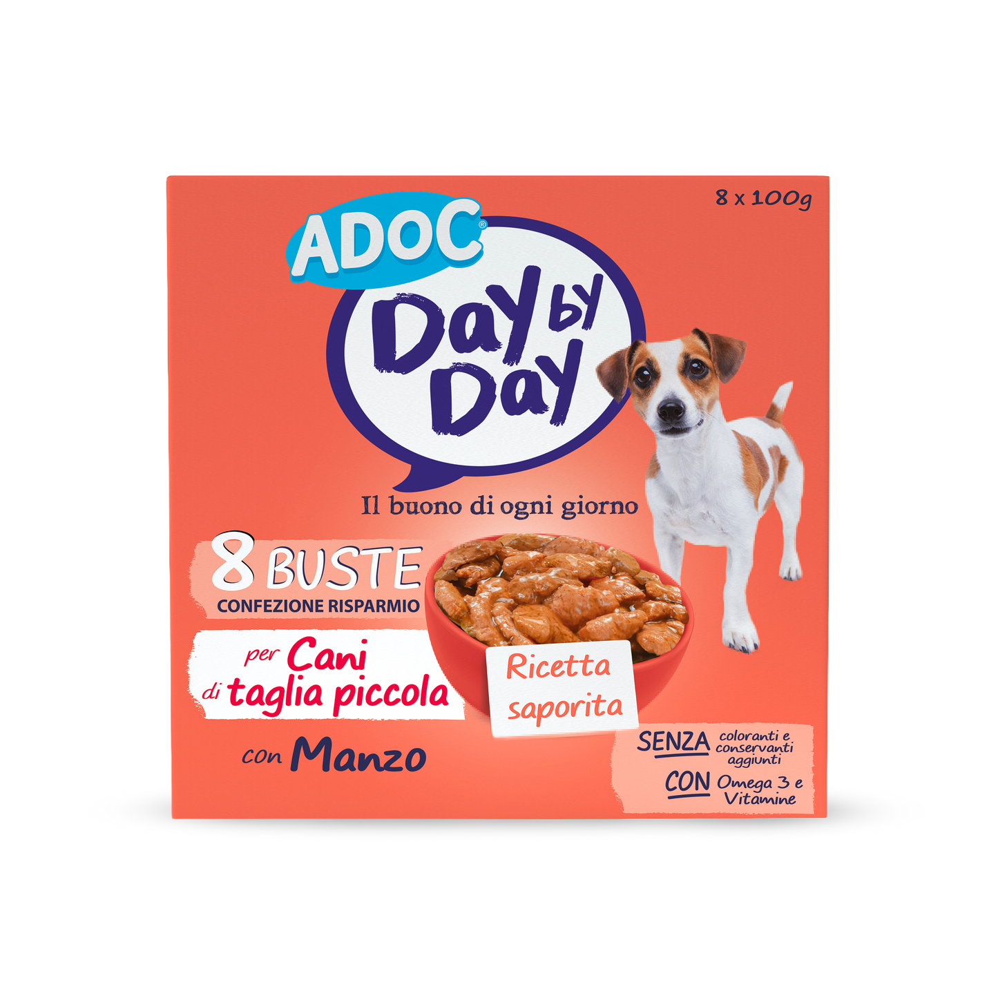 Confezione ADOC Multipack bocconcini con manzo 8 x 100 g per cani