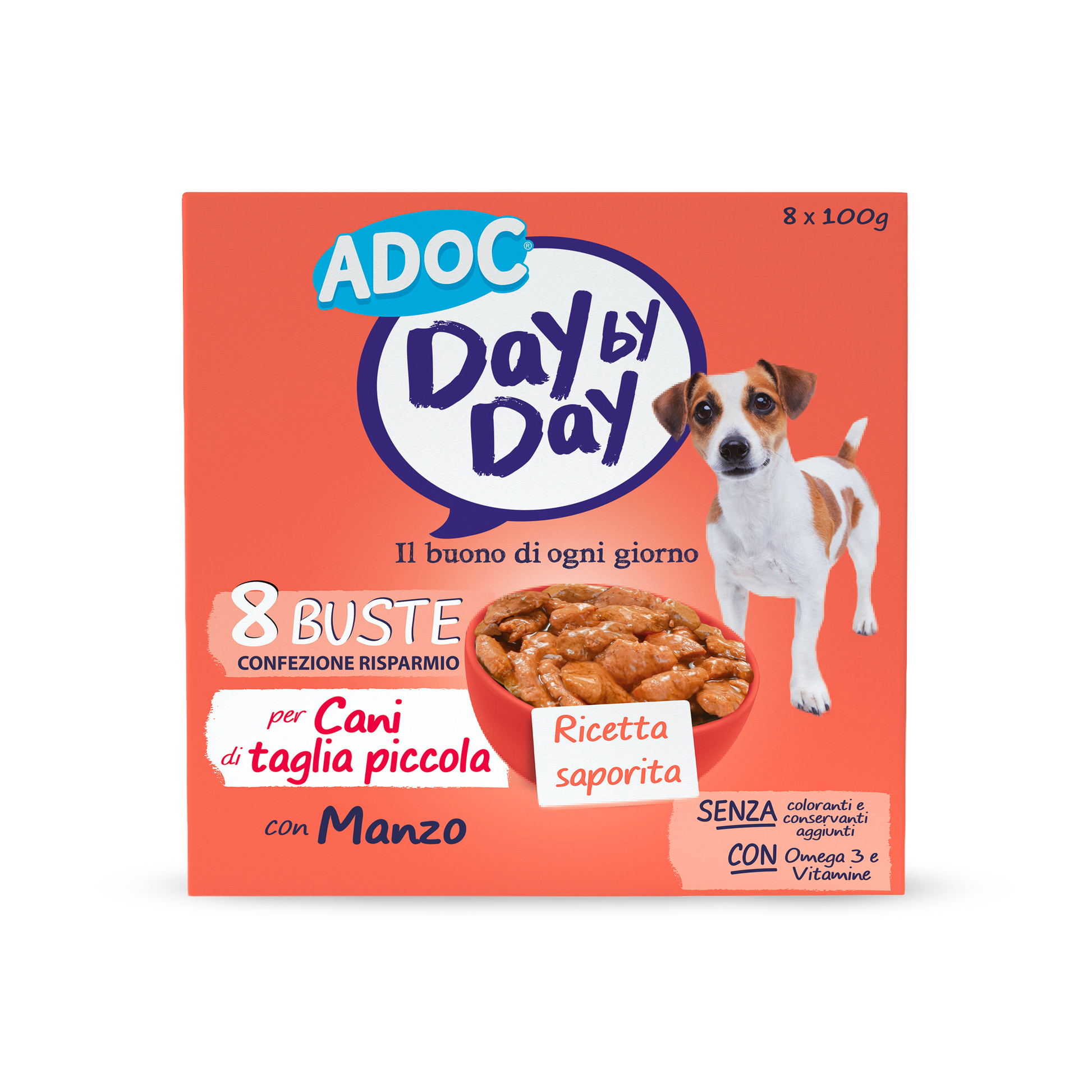 Confezione ADOC Multipack bocconcini con manzo 8 x 100 g per cani