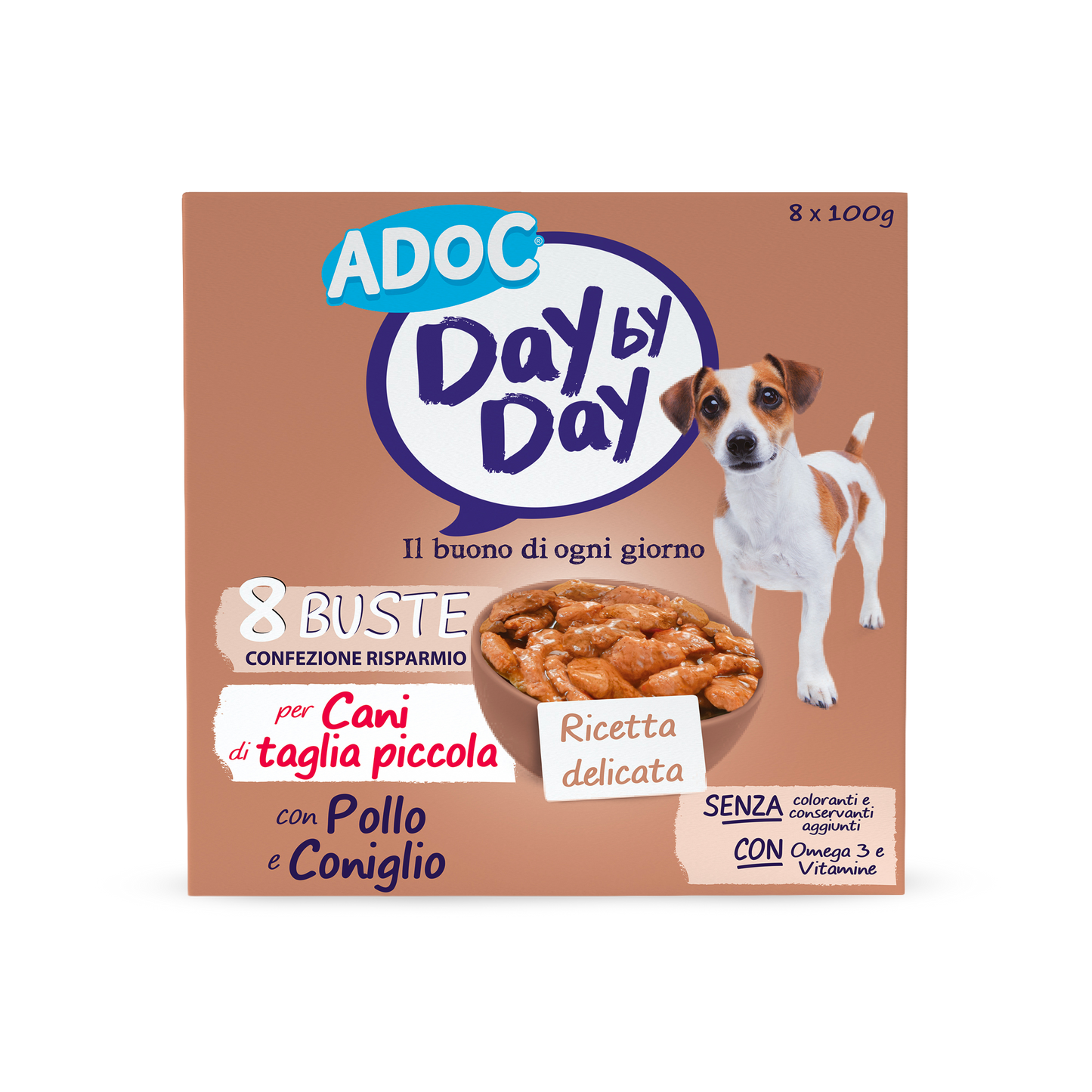 Confezione ADOC Multipack bocconcini con pollo e coniglio 8 x 100 g per cani