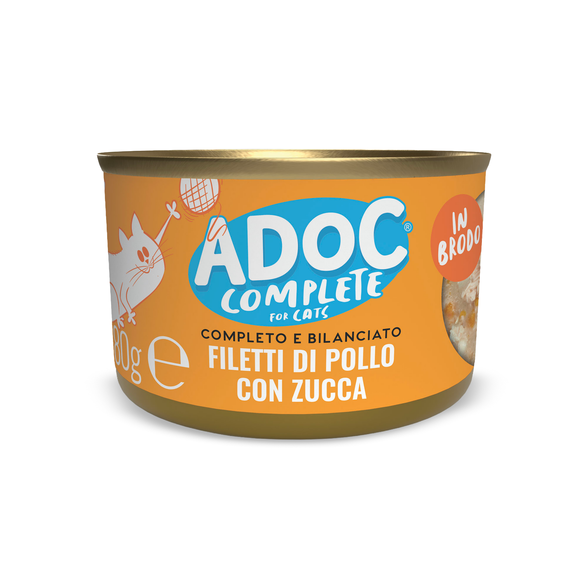 Confezione ADOC Filetti di pollo con zucca 80 g per gatti