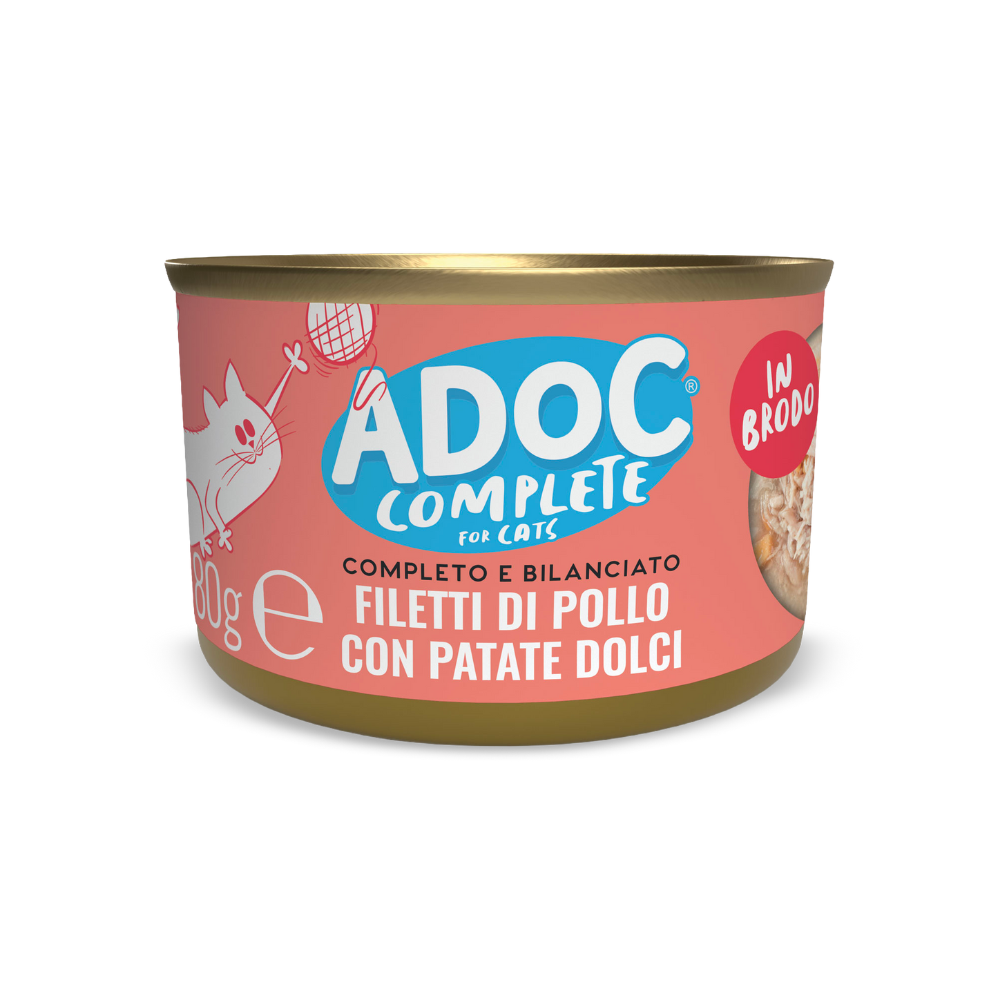 Confezione ADOC Filetti di pollo con patate dolci 80 g per gatti