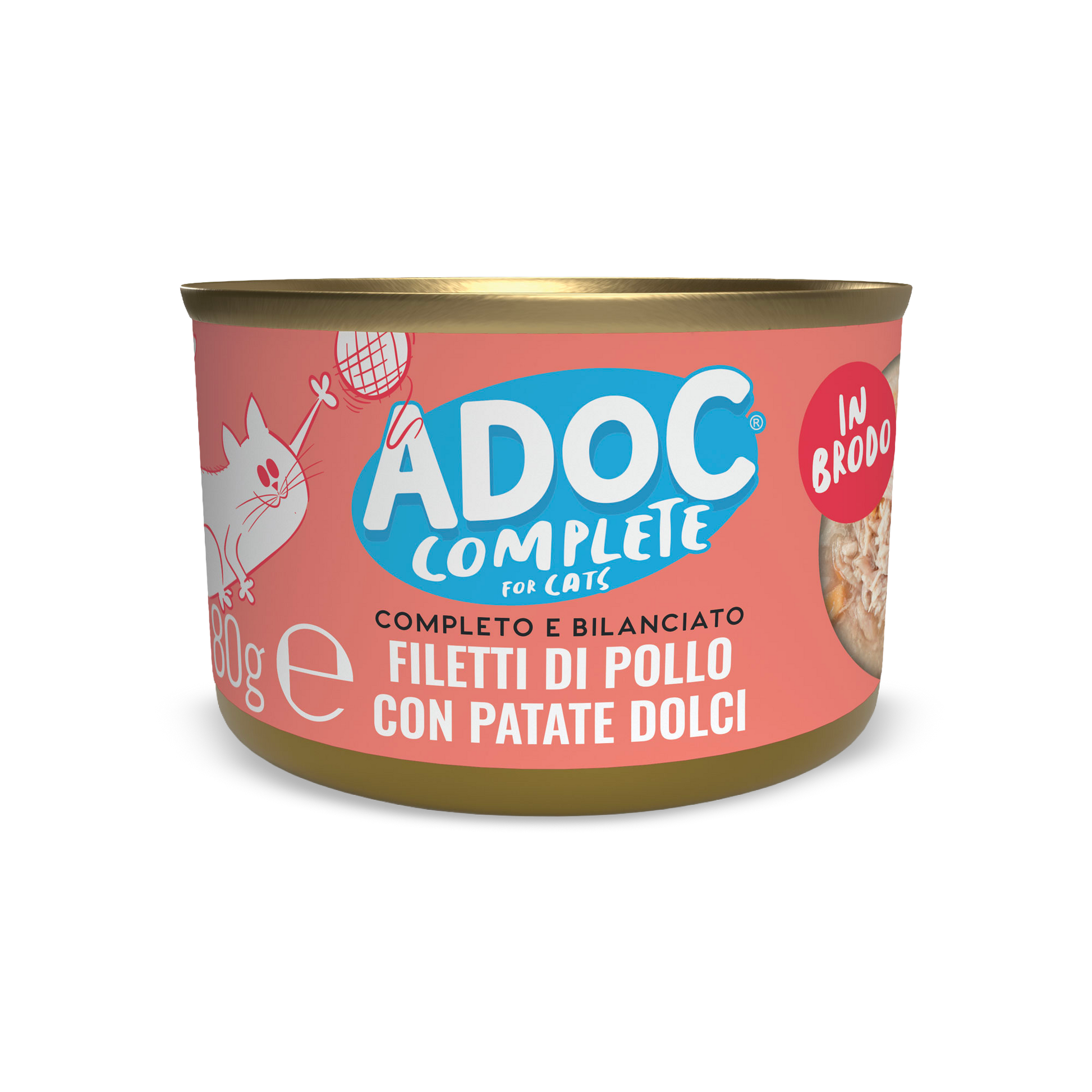 Confezione ADOC Filetti di pollo con patate dolci 80 g per gatti